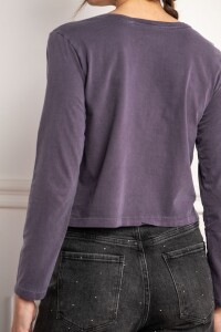 Remera Manga Larga Lavada Violeta