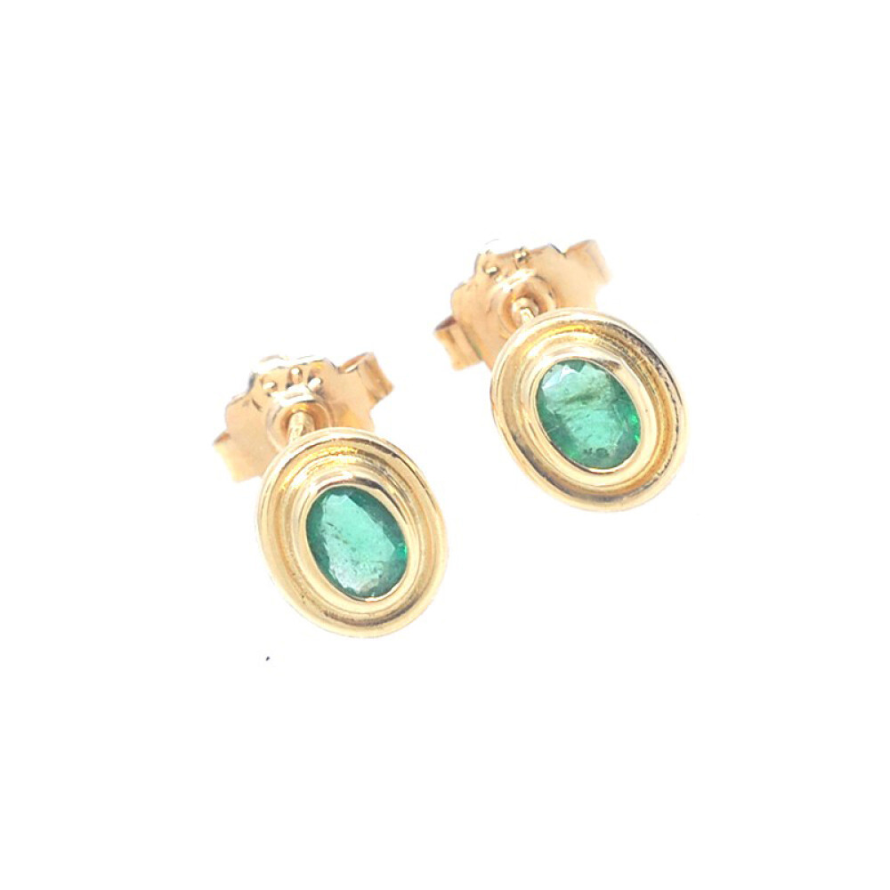 Caravanas en oro 18k amarillo y esmeralda oval Caravanas en oro 18k amarillo y esmeralda oval