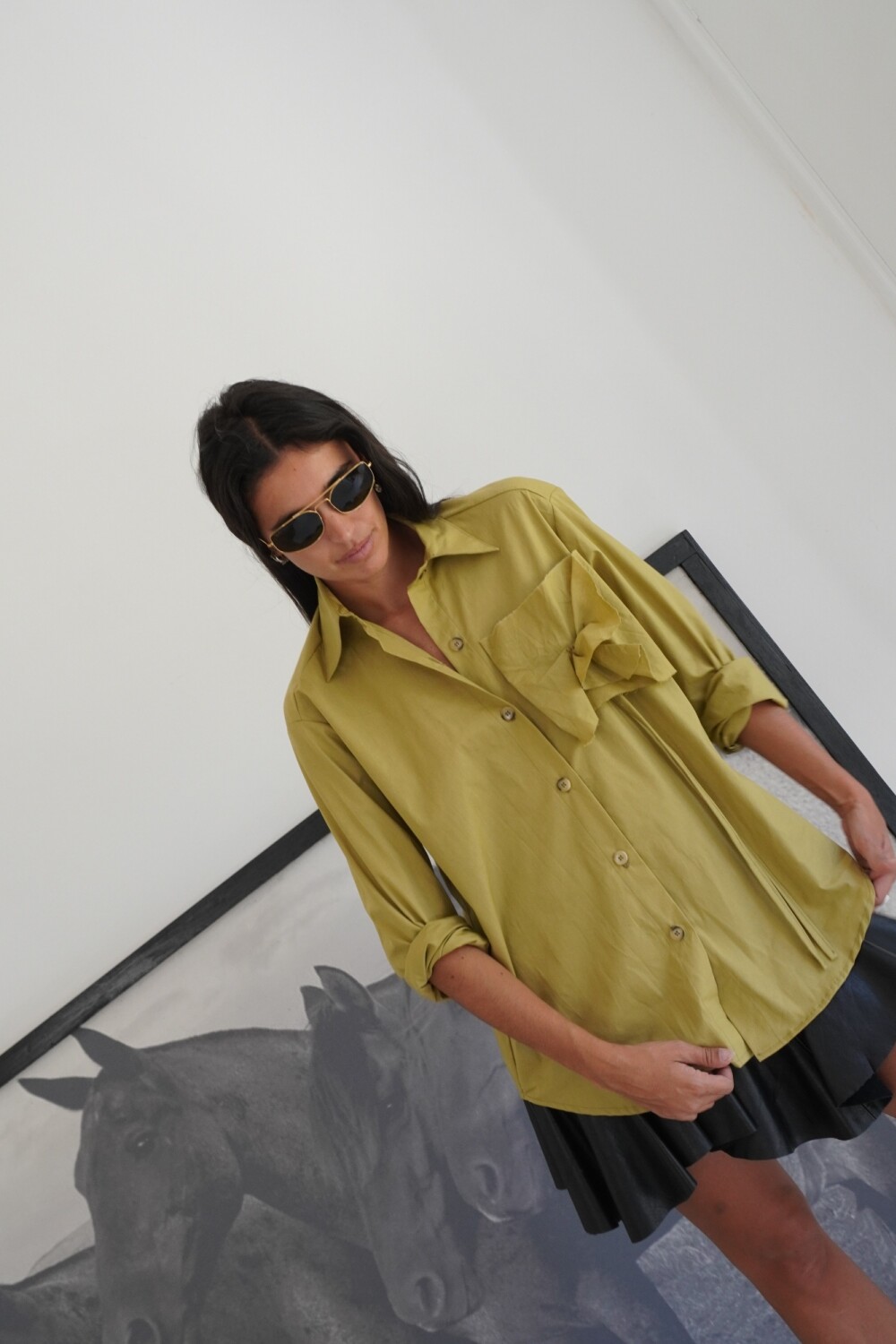 Rosette Shirt Poplin Pistacho