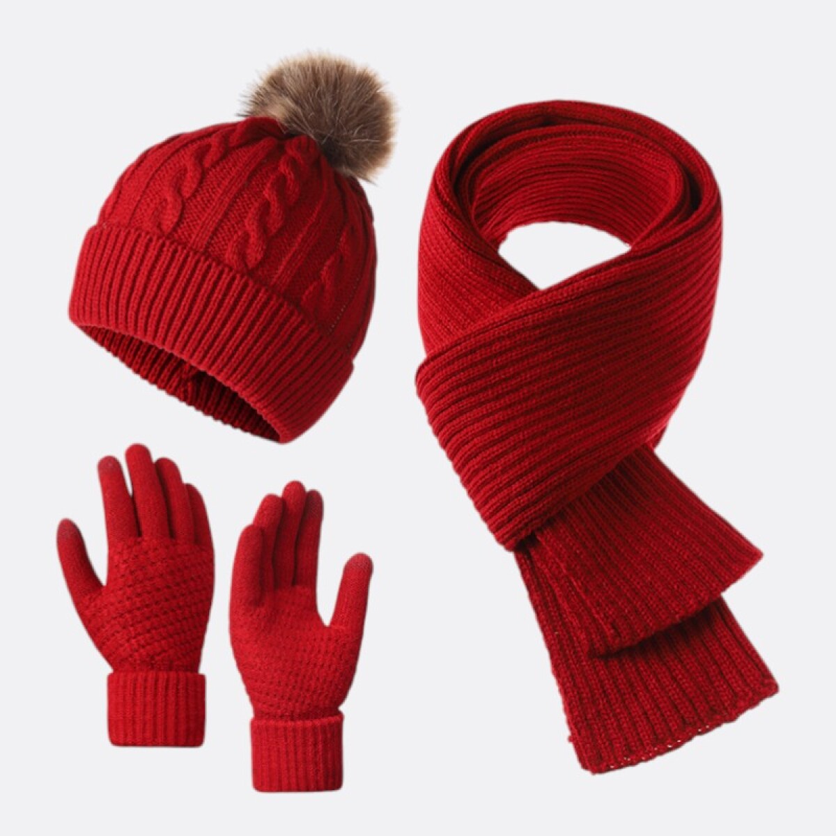 Set Abrigo Essential Winter Tres Piezas Adulto - Rojo 