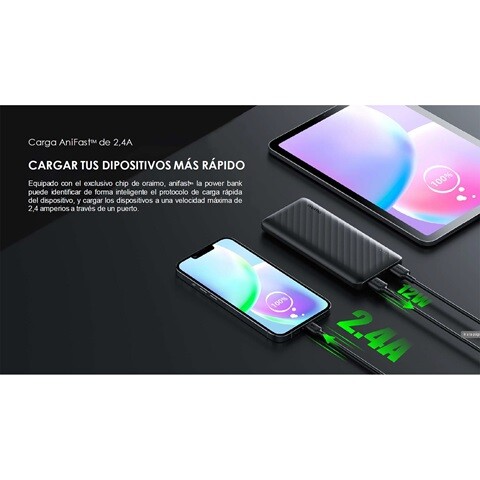 POWERBANK ORAIMO 10000MHA 2USB BLACK Powerbank Oraimo 10000mha 2usb Black