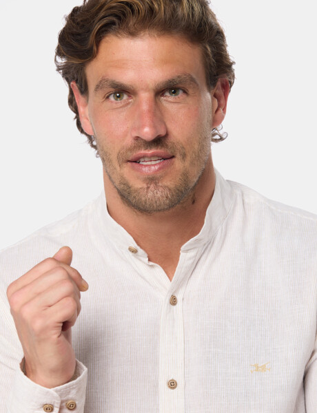 CAMISA DE LINO CUELLO MAO Beige