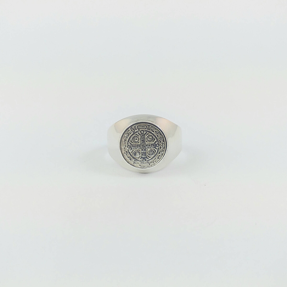Anillo religioso de plata 925, San Benito 1cm, diámetro interno 17mm #13. 
