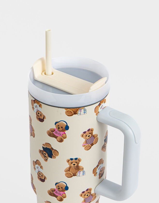 Accesorios Cocina Acero Vaso Térmico Estampa Teddy - Blanco Crudo