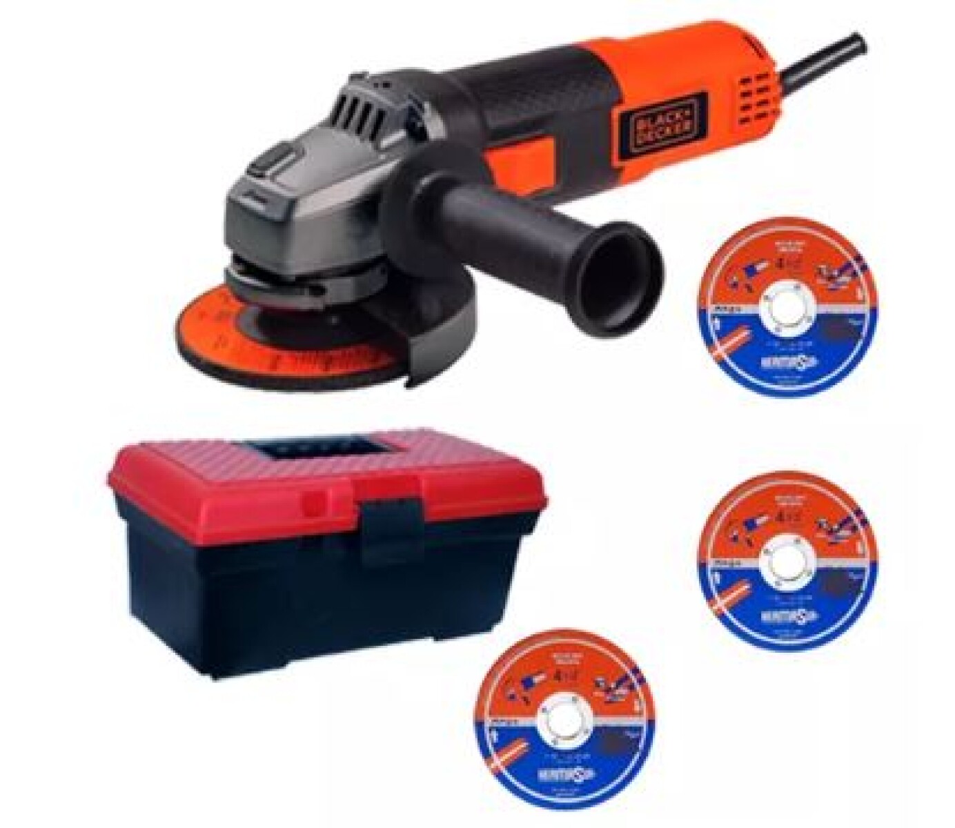 Amoladora Black & Decker 820 + Discos Y Caja Herramientas 