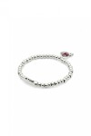 PULSERA DE BOLAS BAÑADAS EN PLATA DE LEY CON CRISTAL ROSA Pulsera