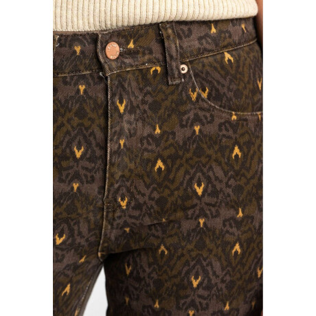 Jean Flared Wide Leg Print Chocolate