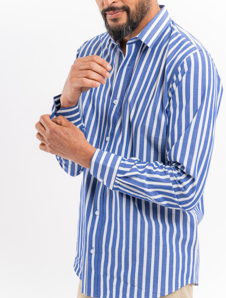 Camisa m/l casual rayas azul