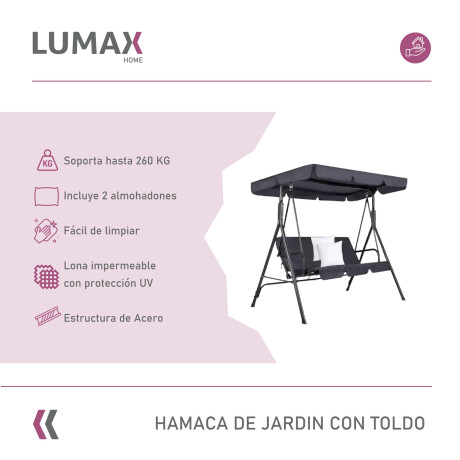 Hamaca Jardín con Toldo Hierro Exterior Gris