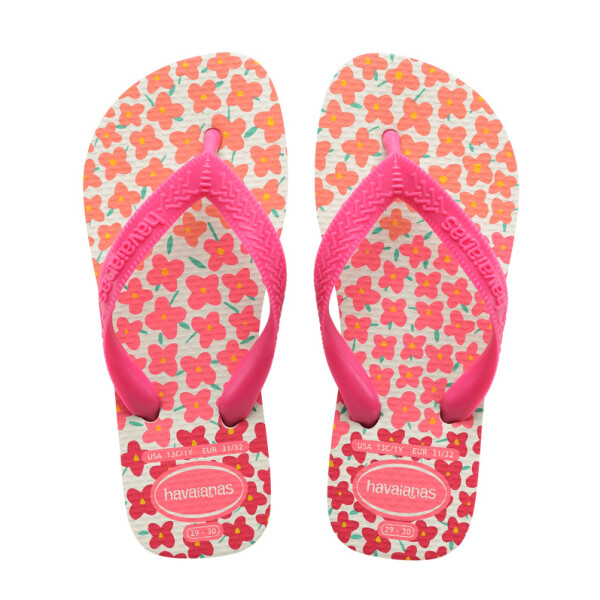 Sandalias Infantiles Havaianas Hav.Kids Flores Blanco - Rosado - Fucsia