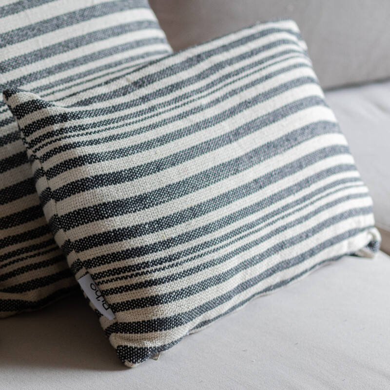 Funda de almohadón algodón 30x50cm Rayas Taupe