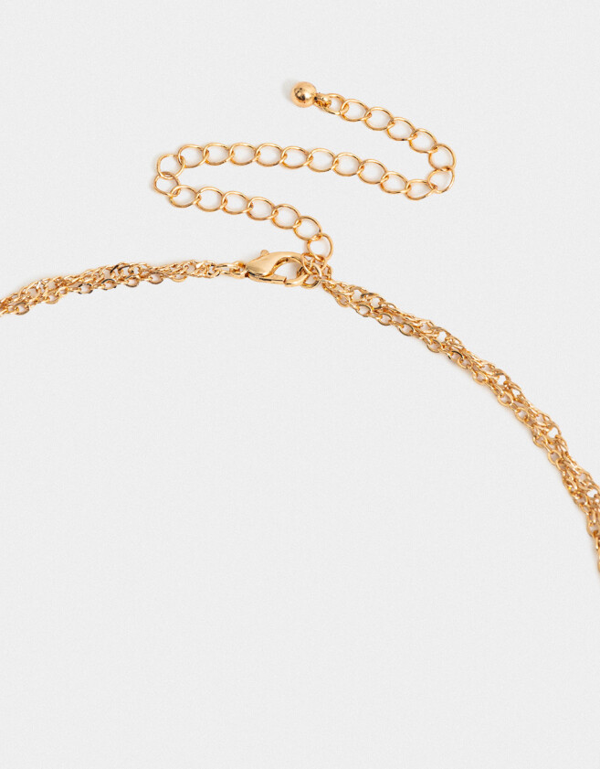 Collares Cortos Con Piedra Natural Collar Corto Bañado En Oro Con Piedra Natural - Dorado