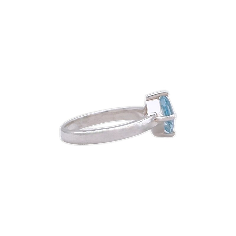 Anillo Rombo-Plata rodinada-Piedra Aguamarina-AN2014 conpiedra