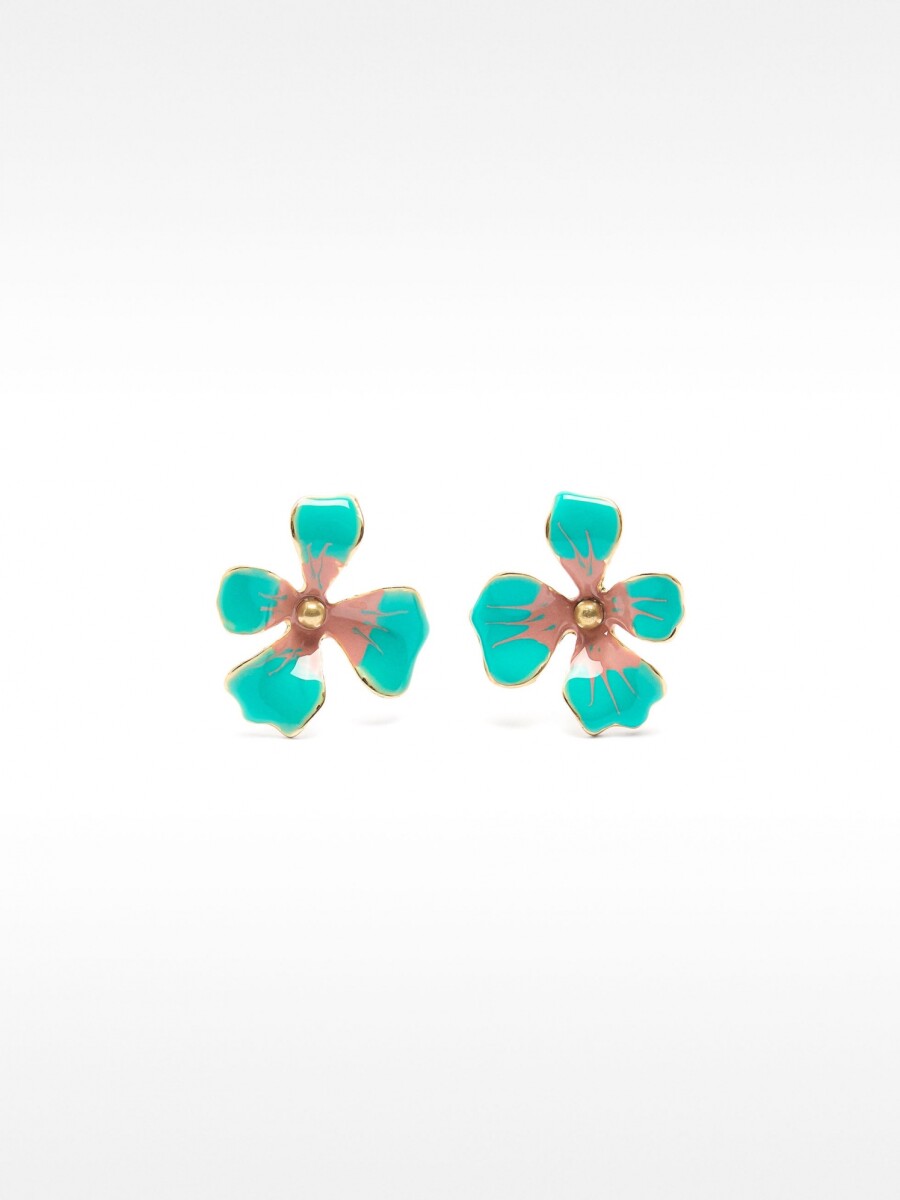 Pendientes De Flor Esmaltados azul
