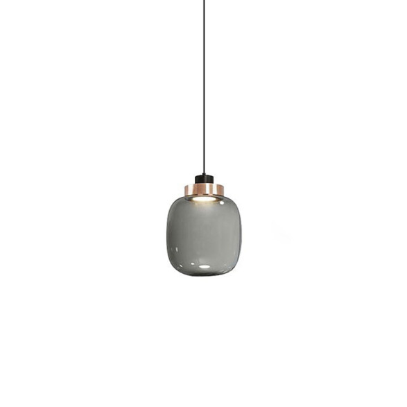 Lámpara colgante ovalado de vidrio fumé 27x18cm AI9830