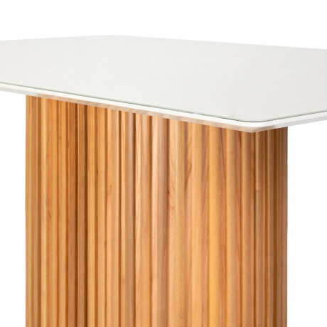 Mesa de comedor Living - Con vidrio - 160 Off White y Canela