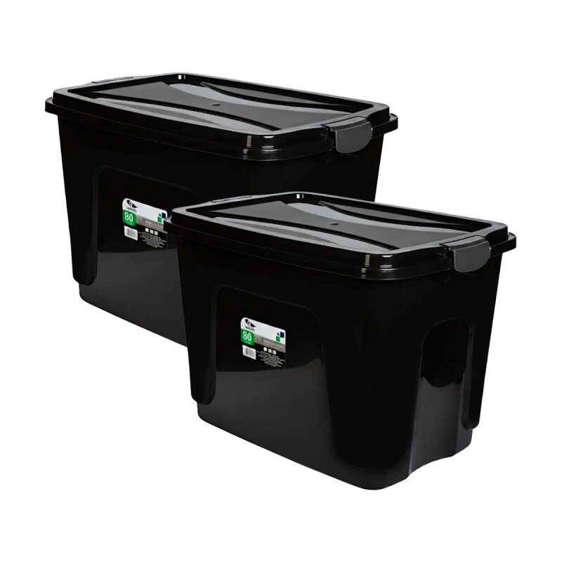 Set x2 Caja organizadora 80 lts Alta NEGRO