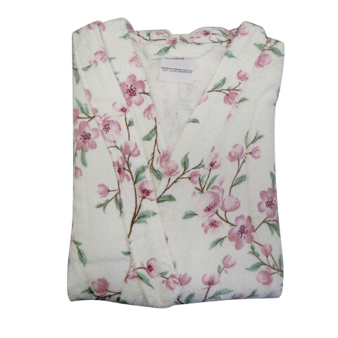 Bata Baño Felpa Estampada Algodón Talle P al G FLOWERS PER 06