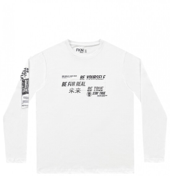 Camiseta juvenil de manga larga para niños BLANCO