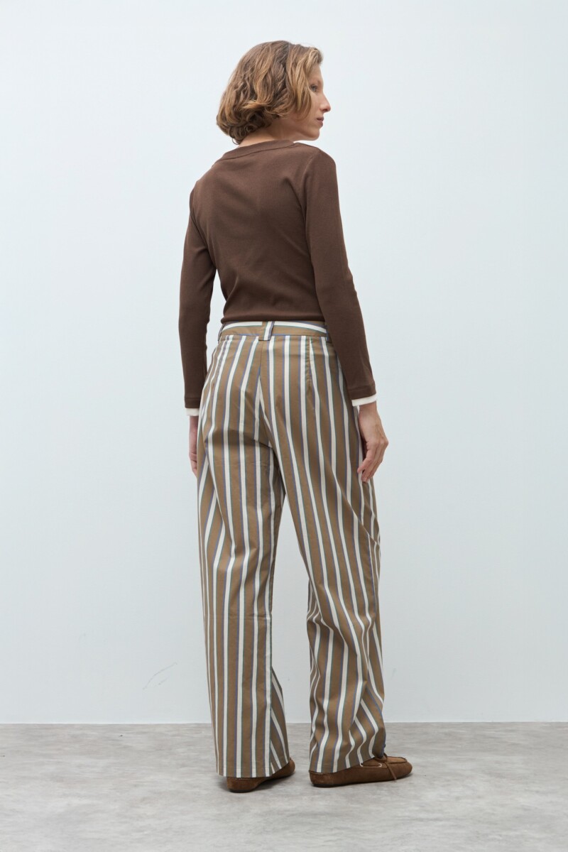 Pantalón rayado khaki