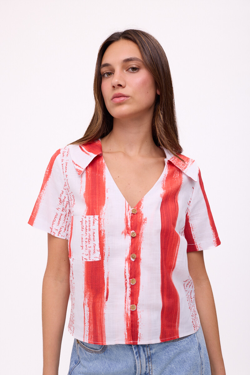 BLUSA FRESA PRINT - Rayas Rojo 