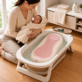 Set Bañito Plegable + Soporte Para Bebé Bañera Rígida Marrón