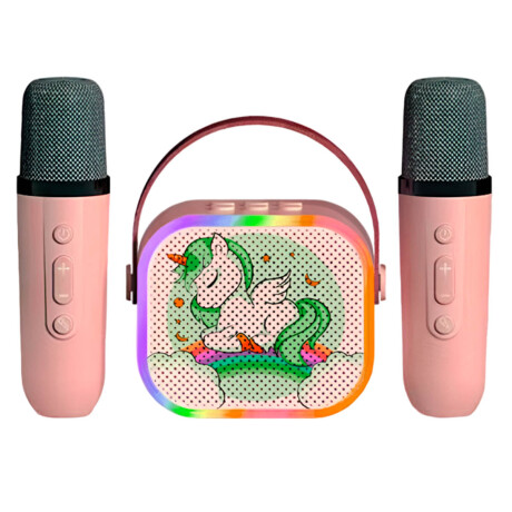 Set Micrófono X2+parlante P/niña Karaoke Unicornio Rosa
