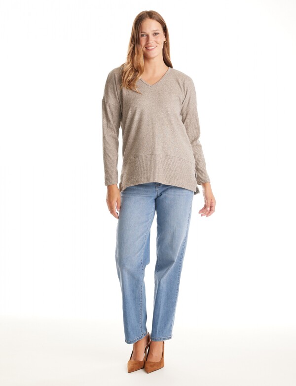 Buzo Soft Escote V BEIGE