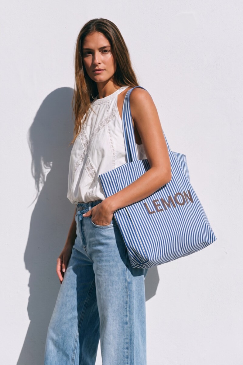 Maxi Bolso De Algodon Azul