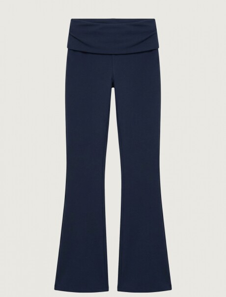PANTALONES ACAMPANADOS CON CINTURA ELÁSTICA AZUL