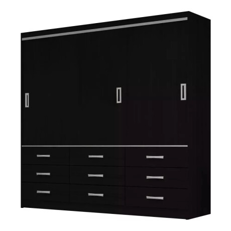 Ropero Armario Puertas Corredizas Cajones Estantes Percheros NEGRO