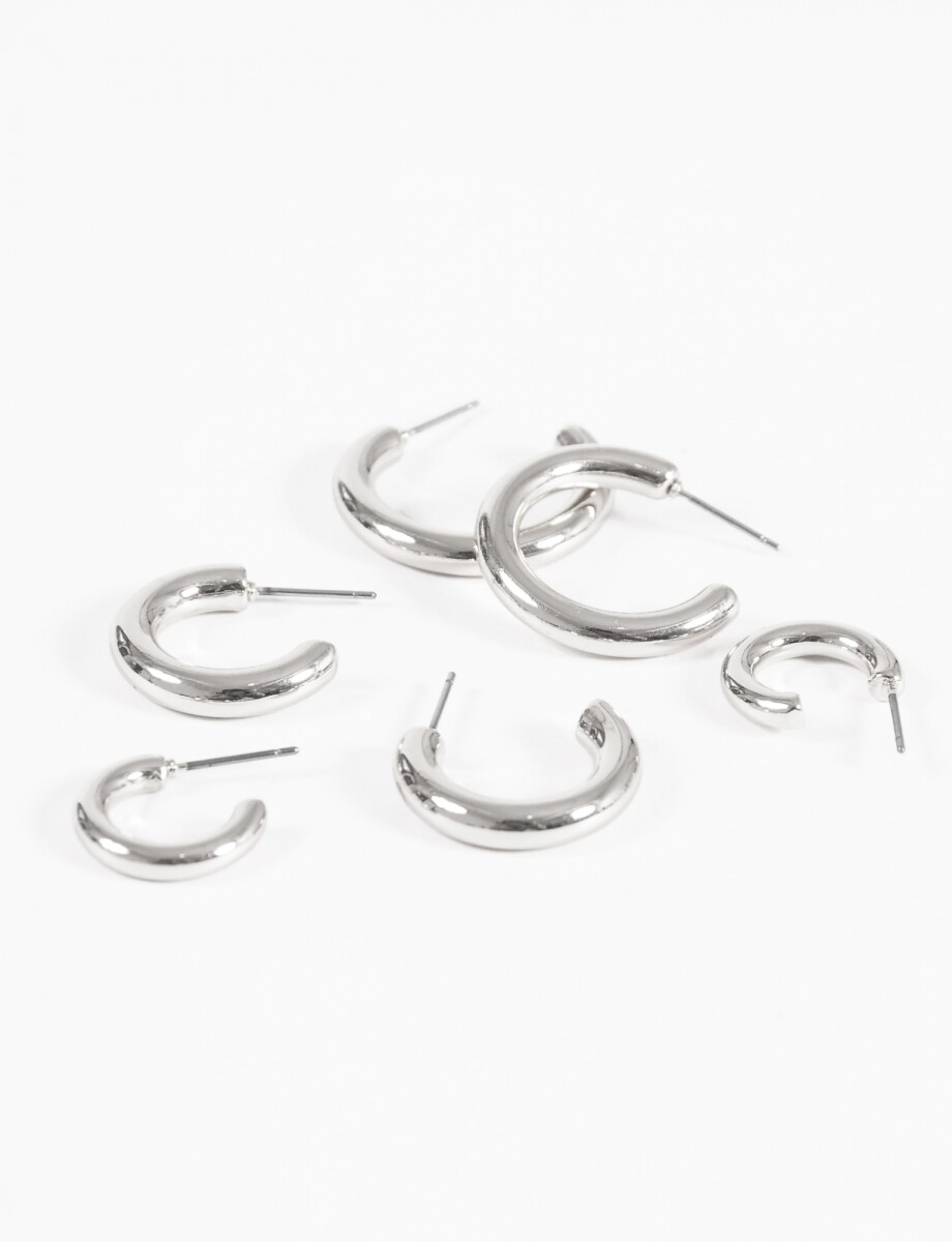 Set de tres aros bold - plateado 