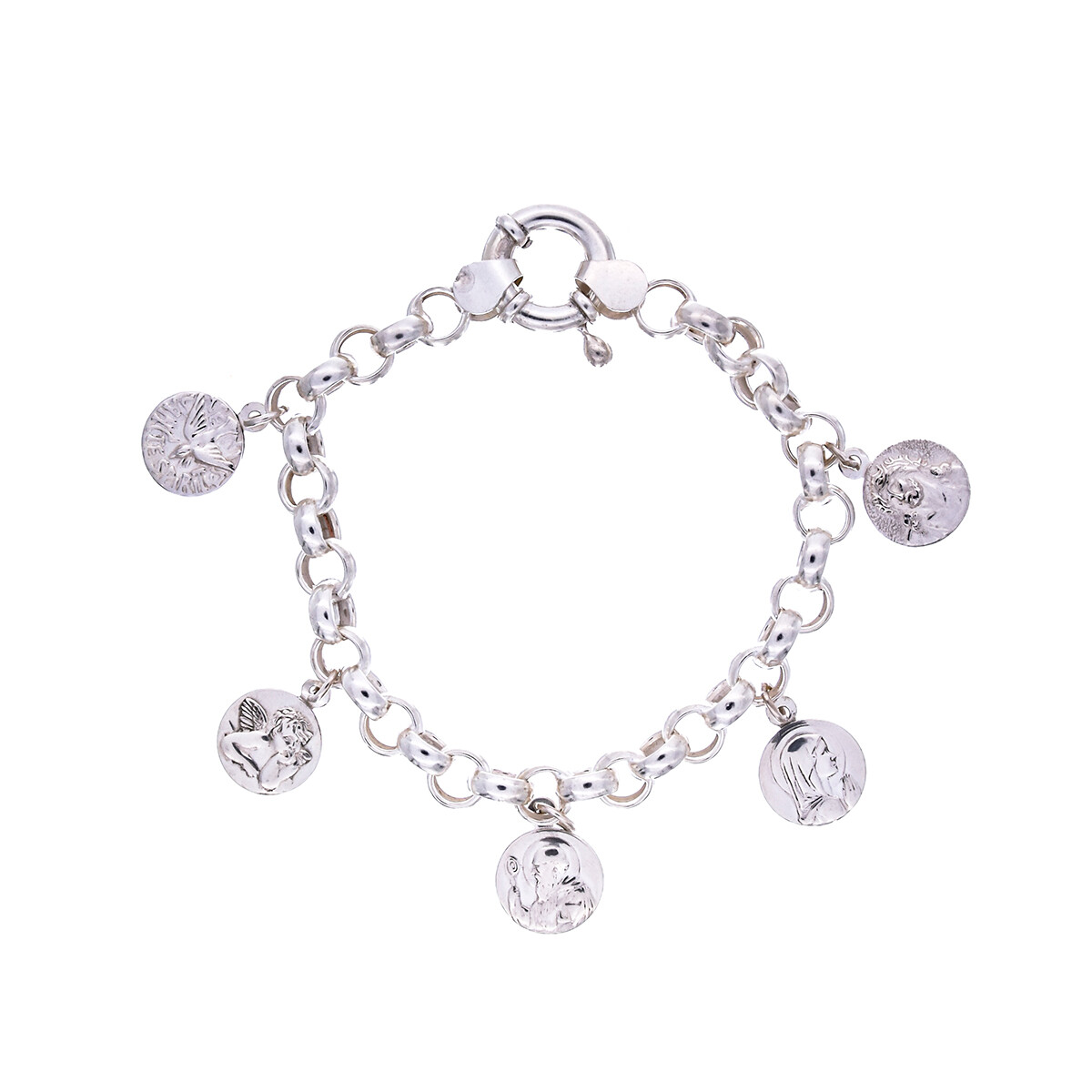 Pulsera religiosa de plata 925 con imágenes. 