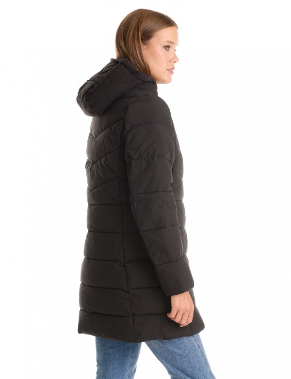 Campera Puffer Capucha NEGRO