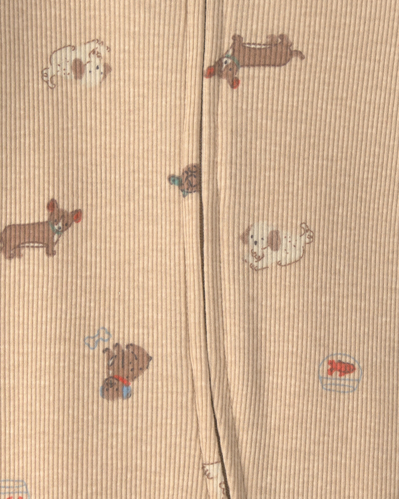 Pijama una pieza de algodón, con pie, marrón, diseño perros Pijama una pieza de algodón, con pie, marrón, diseño perros