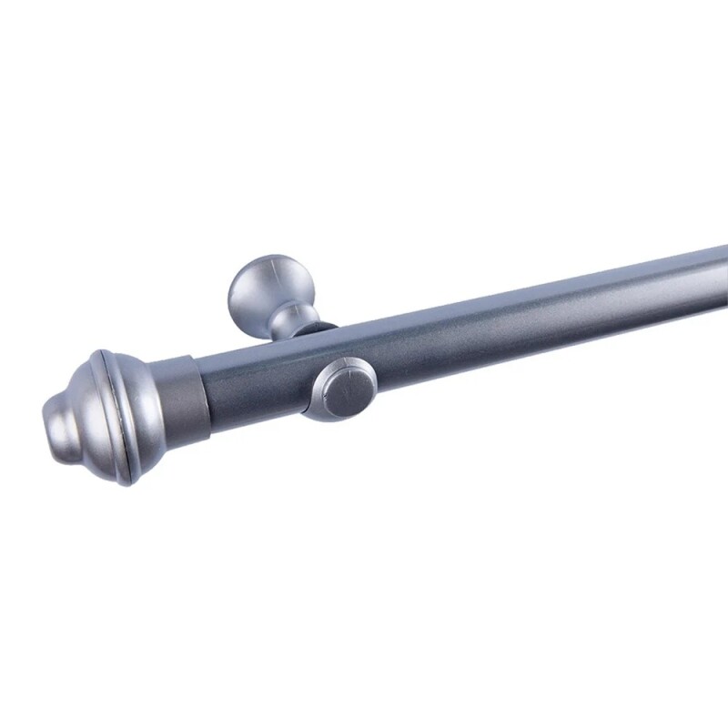 Barrote cortina de metal 1,5 m + 2 Soportes PLATEADO OSCURO