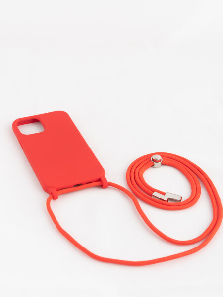 Case Iphone 12 con correa estampado Rojo