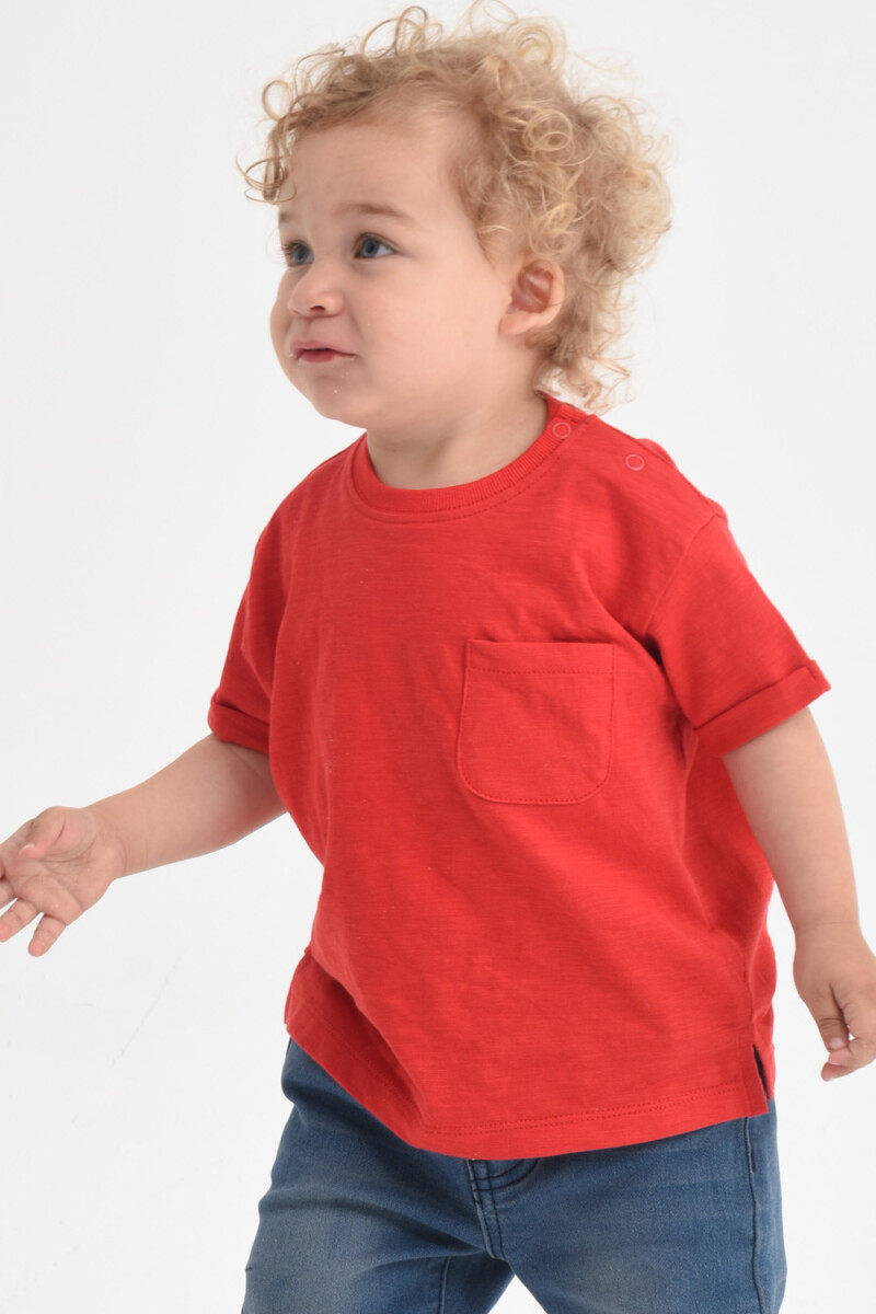 Camiseta manga corta con bolsillo - Rojo 