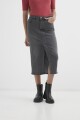 Falda denim midi NEGRO