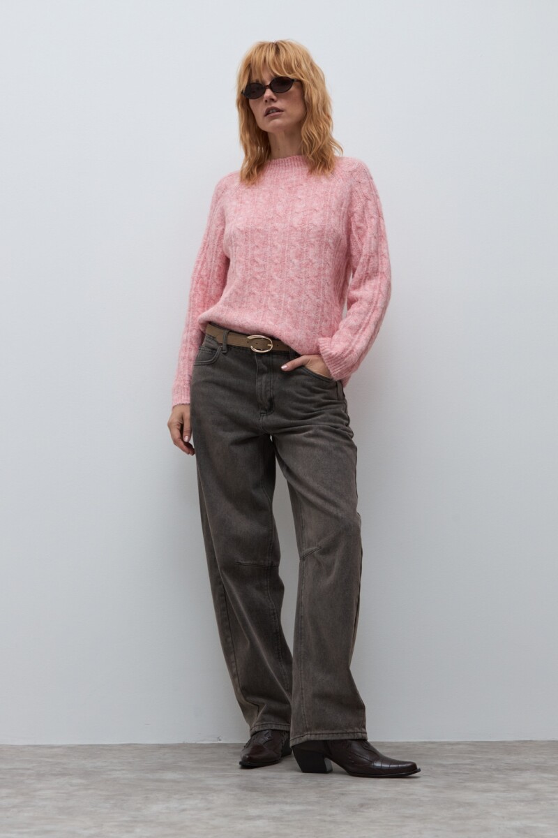 Sweater estructuras rosa melange