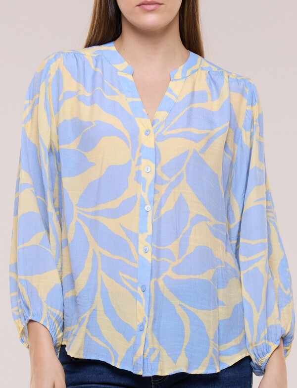 Blusa Crinkle Holgada Con Escote V CELESTE/MULTI