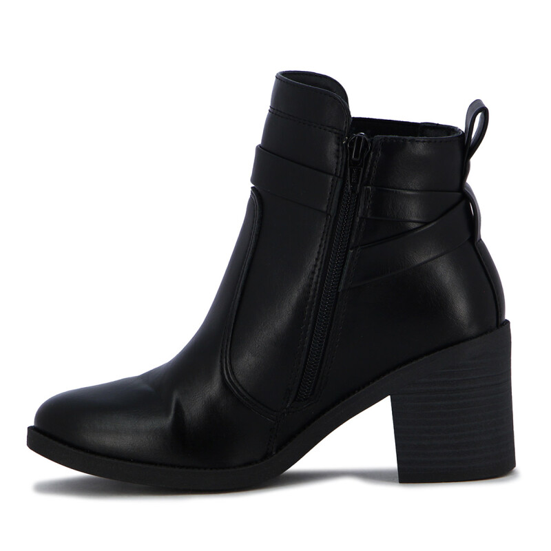 Comfortflex Bota Caña Baja C/ Hebilla Y Taco Medio Negro