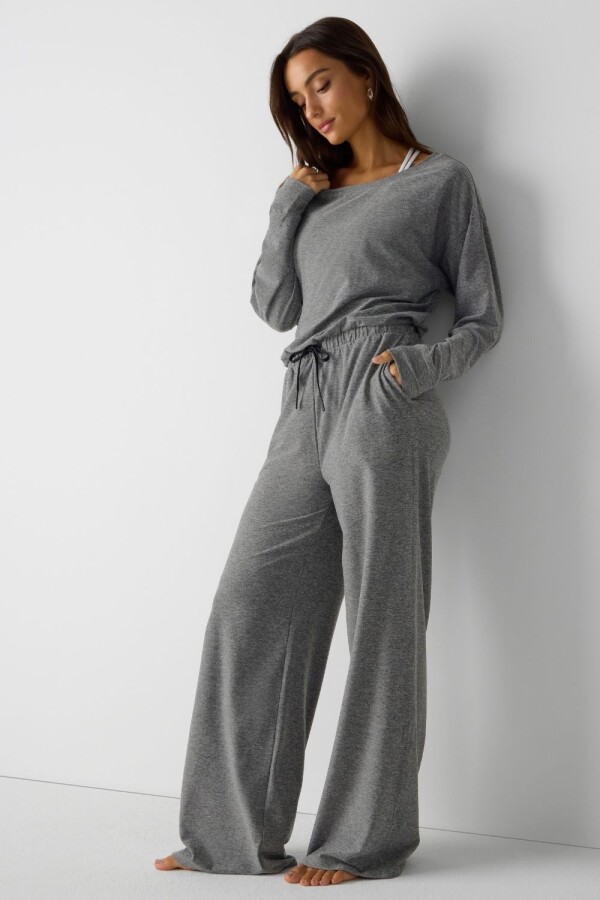 Cloud Jersey Off Shoulder Onesie- Short Charcoal Grey Heather