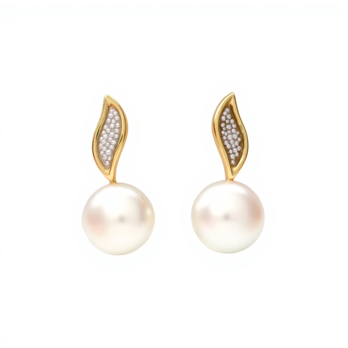 Caravanas Perlas Colgante - Oro bajo - Perla de río - CA8242 - conperla 
