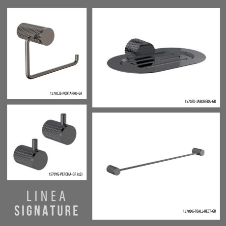 SET DE ACCESORIOS TOALLERO PORTARROLLO METAL SIGNATURE GRAFITO-GUNMETAL
