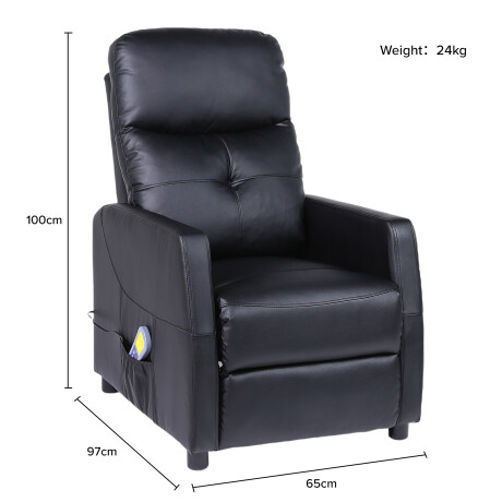 Sillon reclinable 1 cuerpo con masajeador y calefaccion Negro