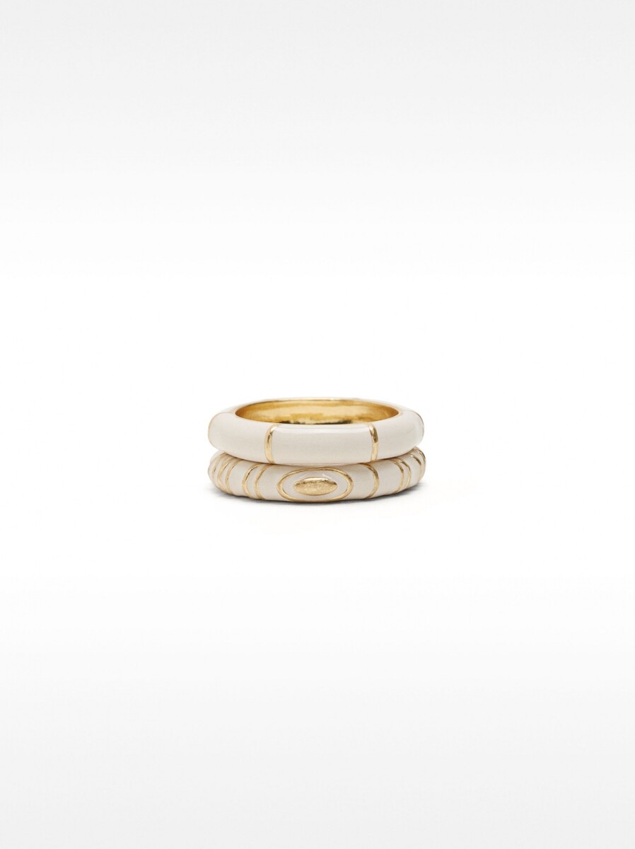 Set De Anillos Con Esmalte - blanco 