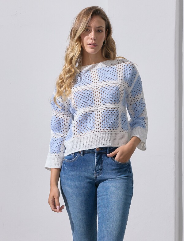 Buzo Calado BLANCO/AZUL