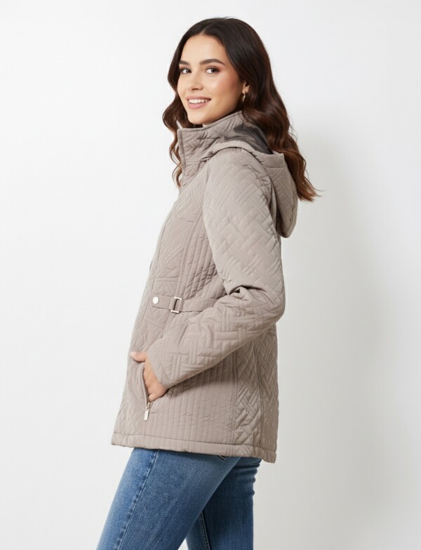 Campera Capitoneada Capucha TOSTADO