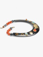 Collar Choker Con Cerámica Y Piedra multicolor